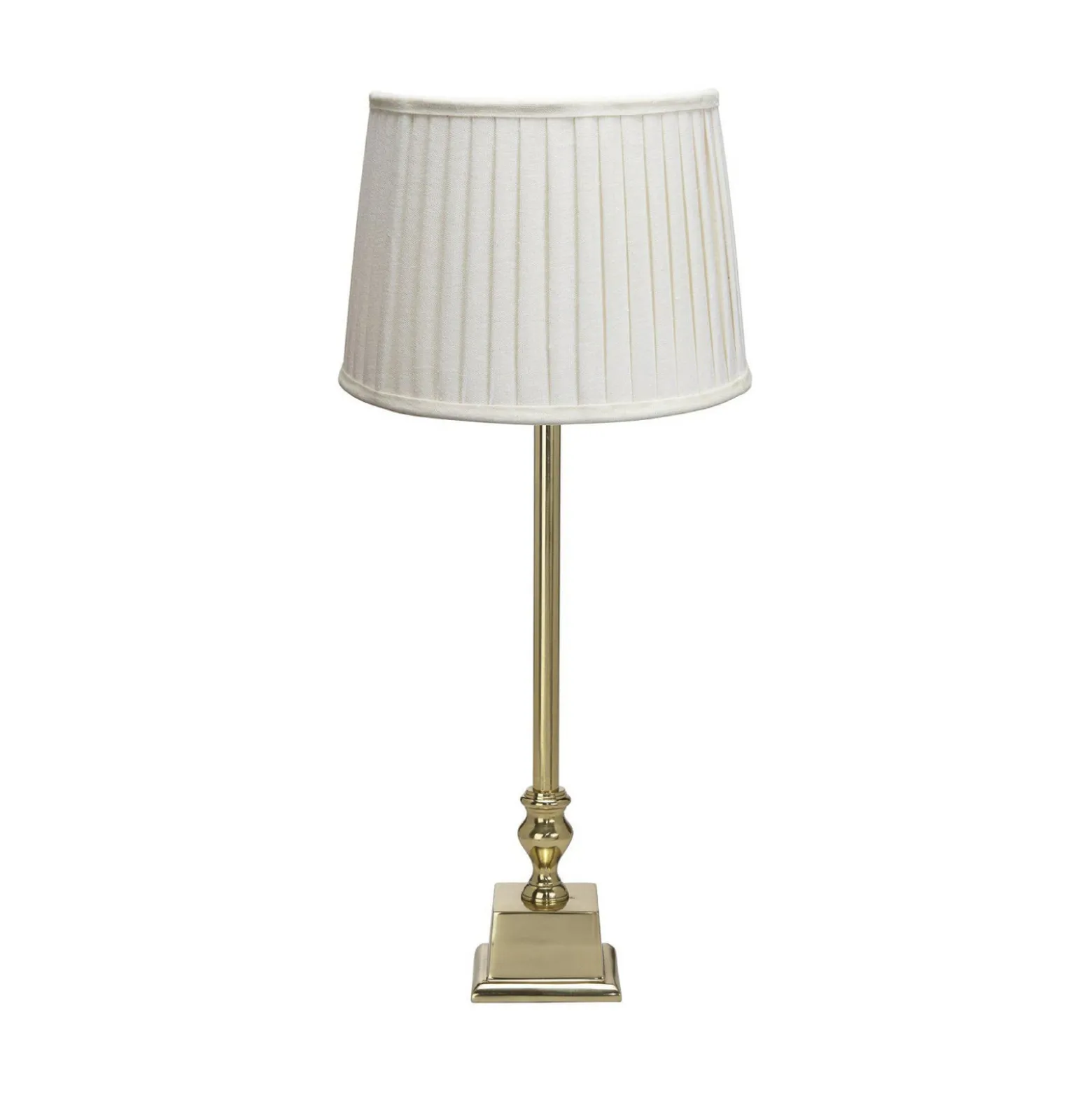 PR Home Tischlampe Linné Sofia Plissé 51 cm weiß/gold Leinen