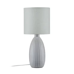 PR Home Tischlampe Uno, hellgrau, Höhe 47 cm, Textil/Keramik