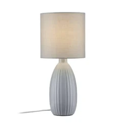 PR Home Tischlampe Uno, hellgrau, Höhe 47 cm, Textil/Keramik