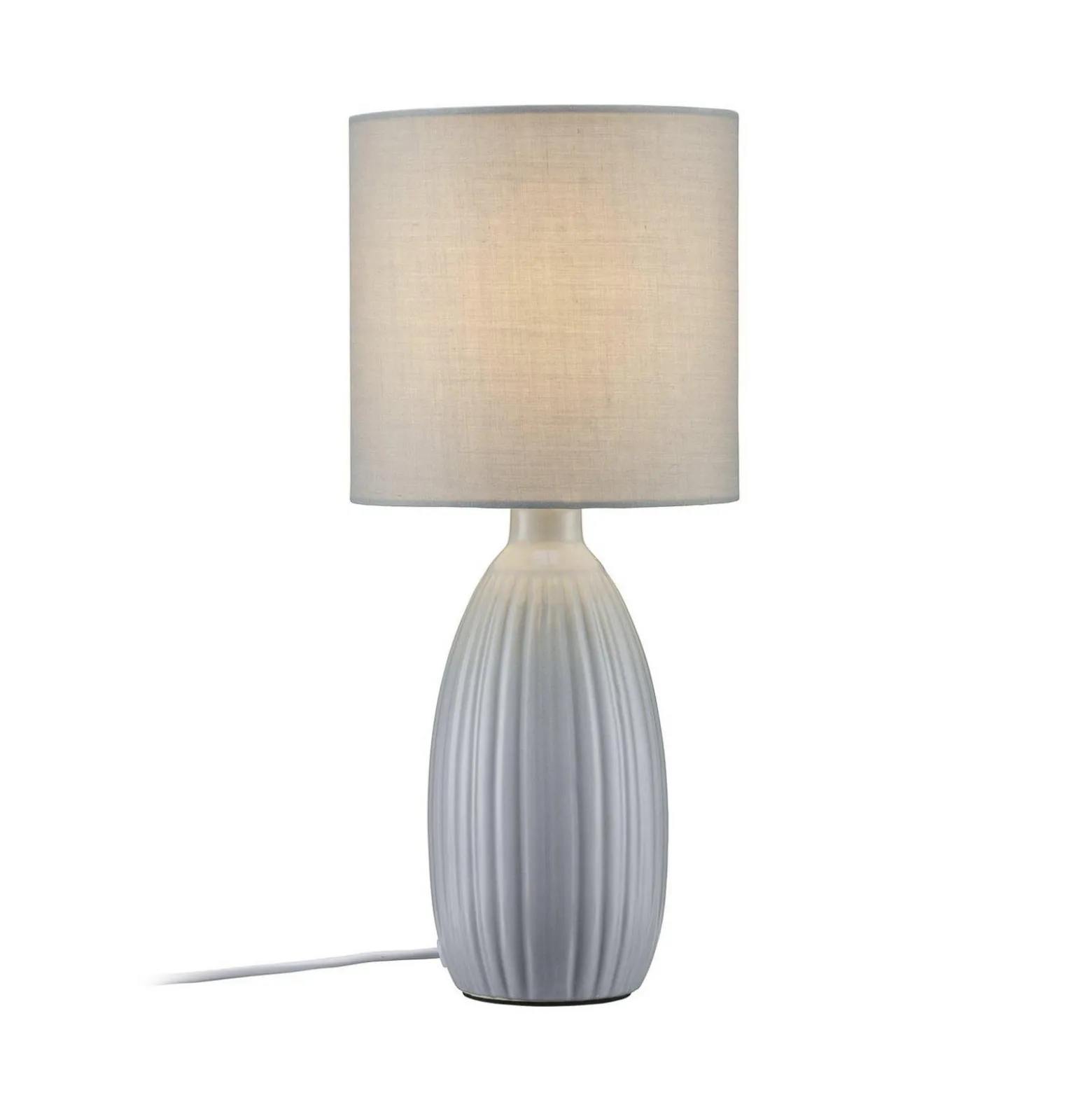 PR Home Tischlampe Uno, hellgrau, Höhe 47 cm, Textil/Keramik