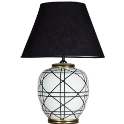 PR Home Tischleuchte New York, schwarz, Höhe 60 cm, Keramik
