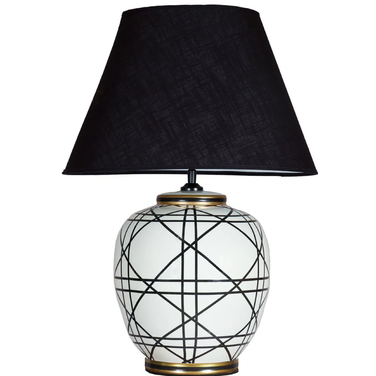 PR Home Tischleuchte New York, schwarz, Höhe 60 cm, Keramik