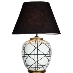 PR Home Tischleuchte New York, schwarz, Höhe 60 cm, Keramik
