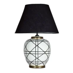 PR Home Tischleuchte New York, schwarz, Höhe 63 cm, Keramik