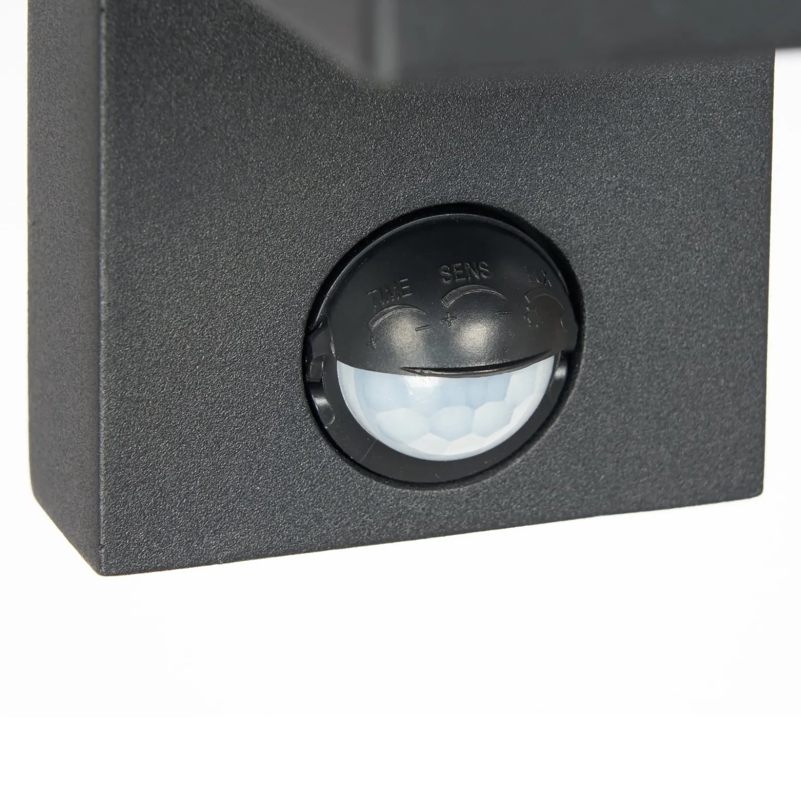 Prios Außenwandleuchte Tetje, schwarz, eckig, Sensor