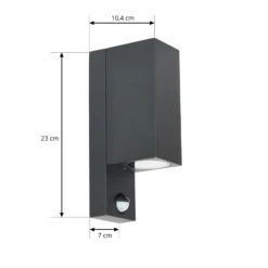 Prios Außenwandleuchte Tetje, schwarz, eckig, Sensor