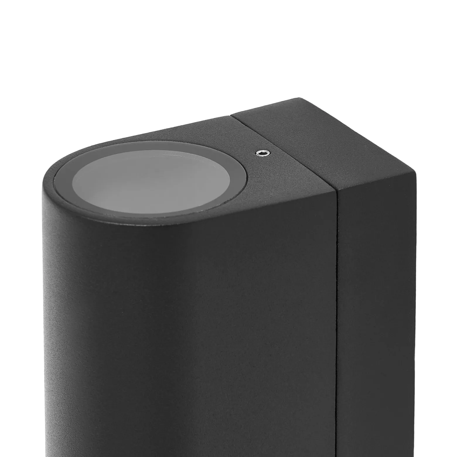 Prios Außenwandleuchte Tetje, schwarz, rund, Sensor
