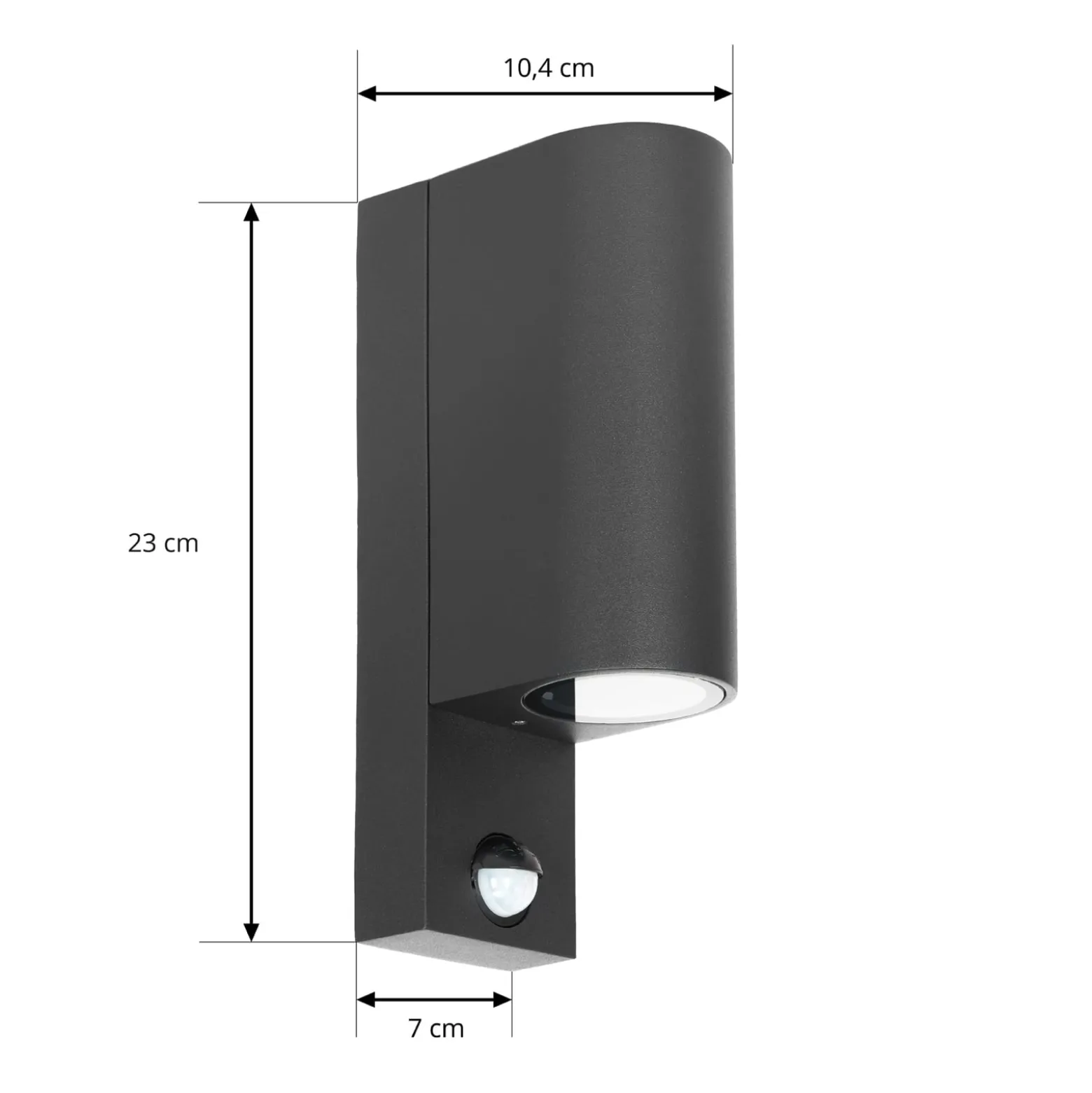 Prios Außenwandleuchte Tetje, schwarz, rund, Sensor