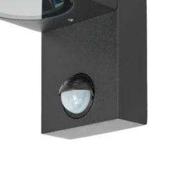 Prios Außenwandleuchte Tetje, schwarz, rund, Sensor