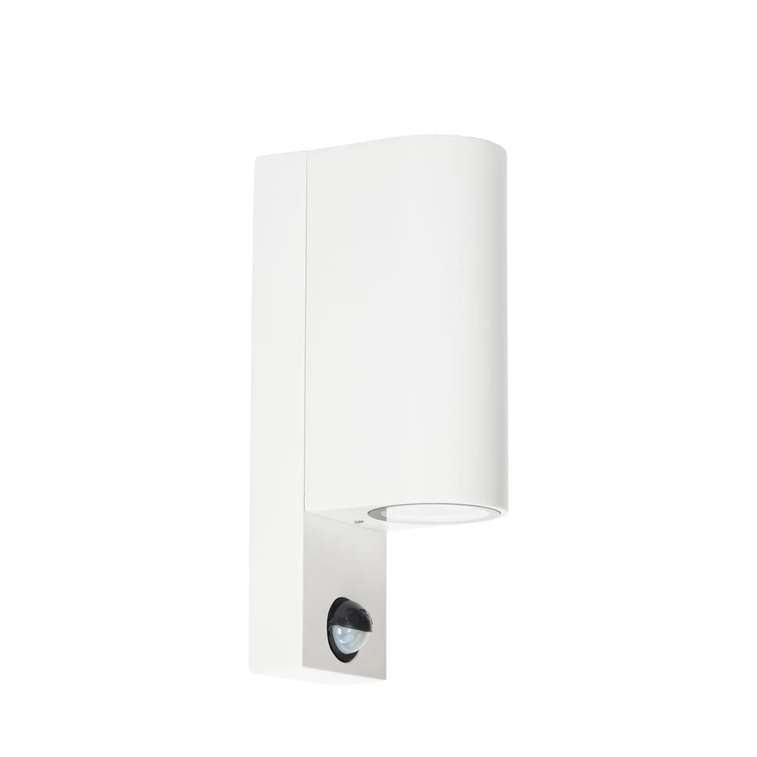 Prios Außenwandleuchte Tetje, weiß, rund, Sensor, 2er-Set