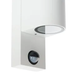 Prios Außenwandleuchte Tetje, weiß, rund, Sensor, 2er-Set