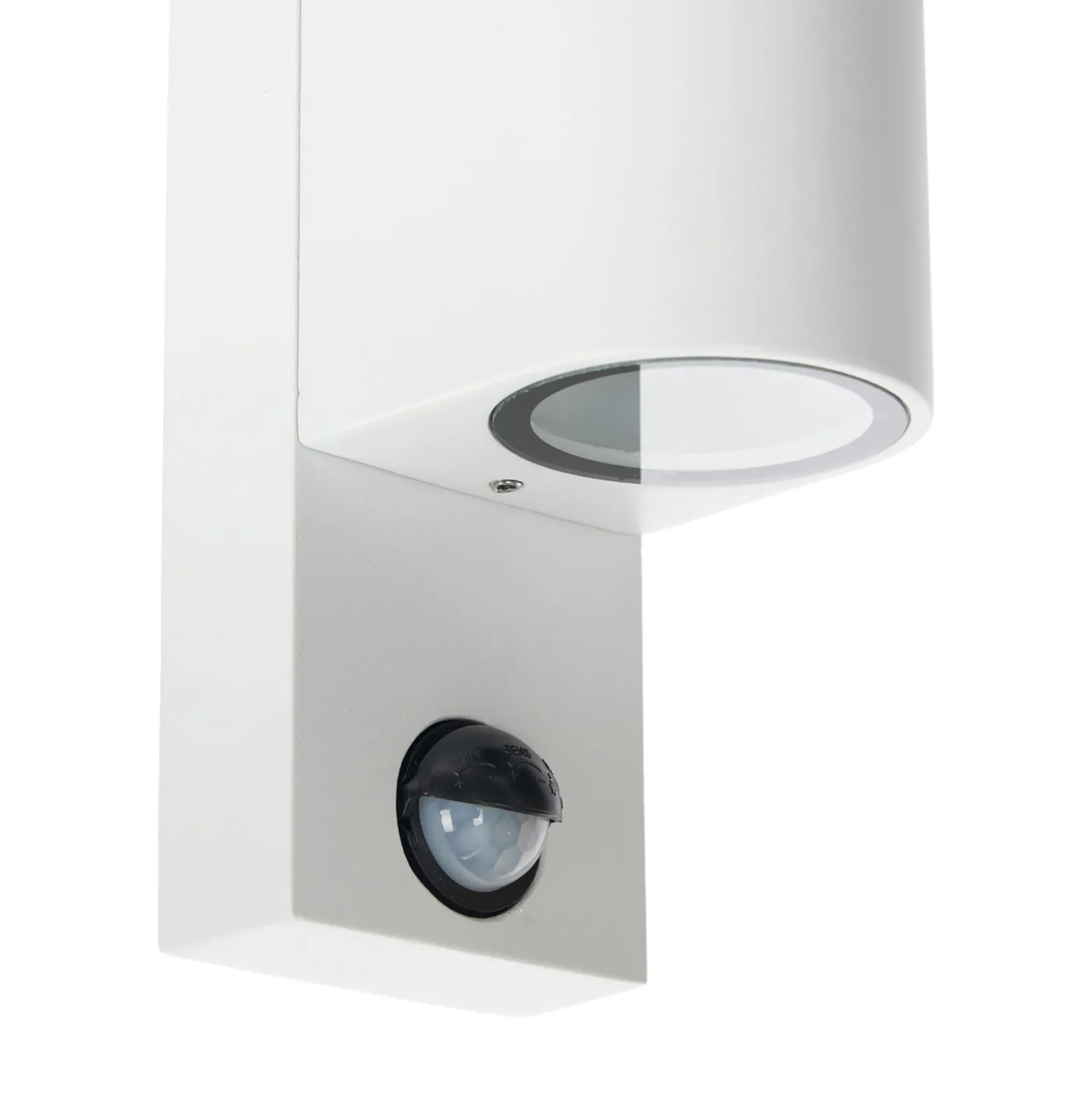 Prios Außenwandleuchte Tetje, weiß, rund, Sensor, 2er-Set