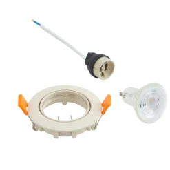 Prios Deckeneinbauleuchte Fibur, beige, Zink, Ø 8,2 cm