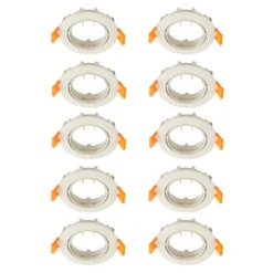Prios Deckeneinbauleuchte Fibur, beige, Zink, Ø 8,2 cm, 10er