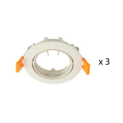 Prios Deckeneinbauleuchte Fibur, beige, Zink, Ø 8,2 cm, 3er