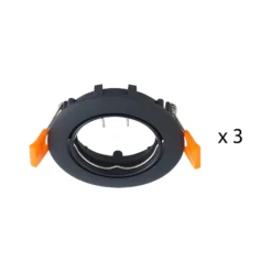 Prios Deckeneinbauleuchte Fibur, schwarz, Zink, Ø 8,2cm, 3er