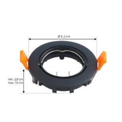 Prios Deckeneinbauleuchte Fibur, schwarz, Zink, Ø 8,2cm, 3er