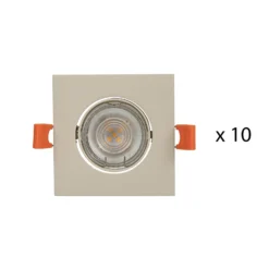 Prios Einbauleuchte Fibur, beige, 9 cm, GU10, 10er