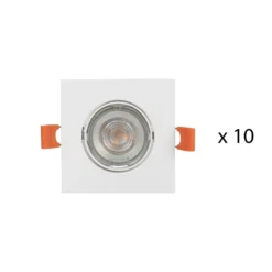 Prios Einbauleuchte Fibur, weiß, 9 cm, GU10, 10er