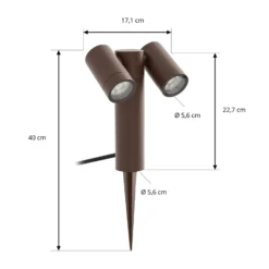 Prios Erdspießstrahler Tulimar, 2-flg., rostfarben, IP65