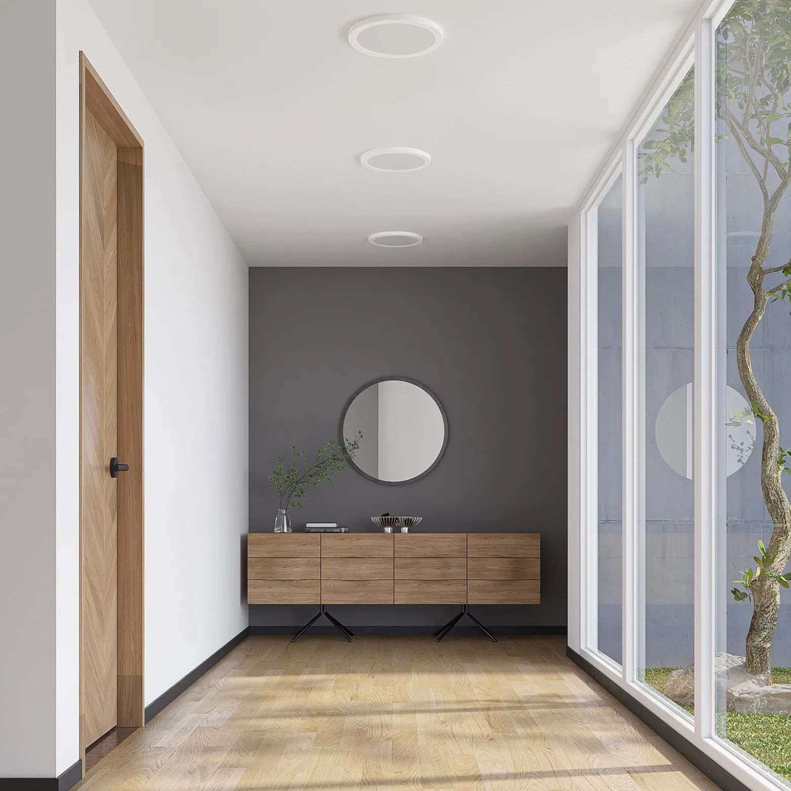 Prios LED-Deckenlampe Aureka, Bewegungsmelder, Ø 33 cm, weiß