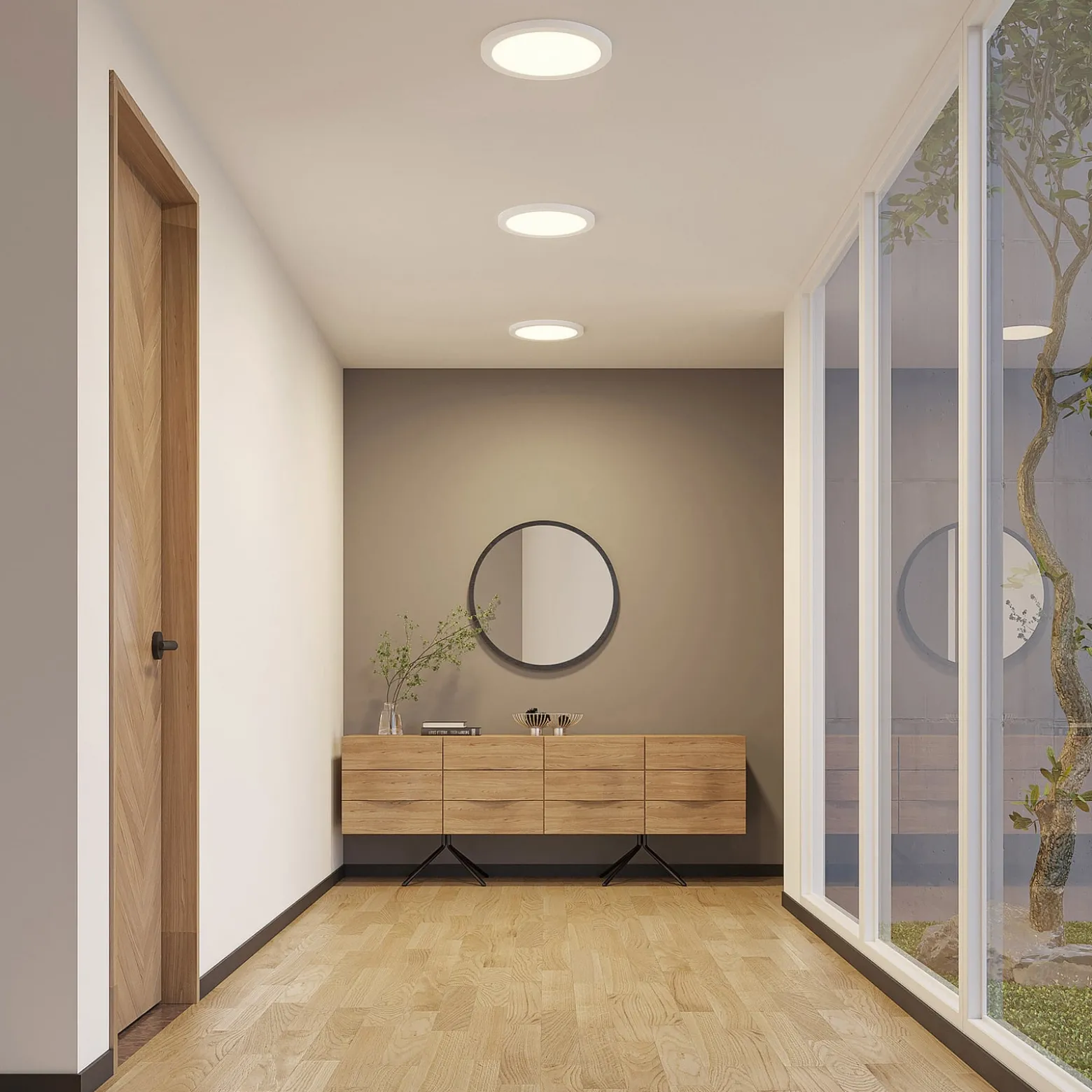 Prios LED-Deckenlampe Aureka, Bewegungsmelder, Ø 33 cm, weiß