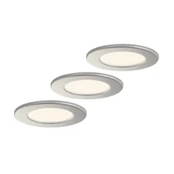 Prios LED-Einbaulampe Cadance, silber, 12 cm, 3er-Set, CCT