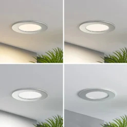 Prios LED-Einbaulampe Cadance, silber, 12 cm, 3er-Set, CCT