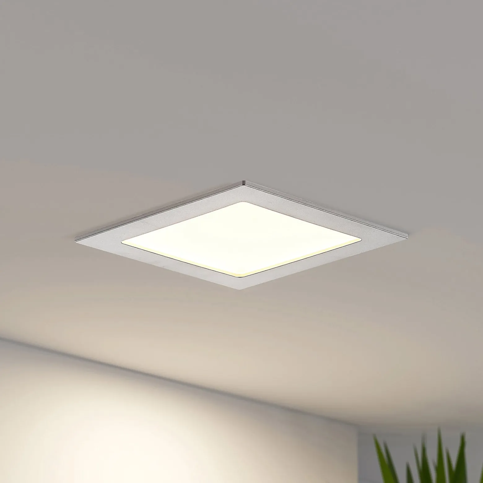Prios LED-Einbaulampe Helina, silber, 16,5 cm, dimmbar