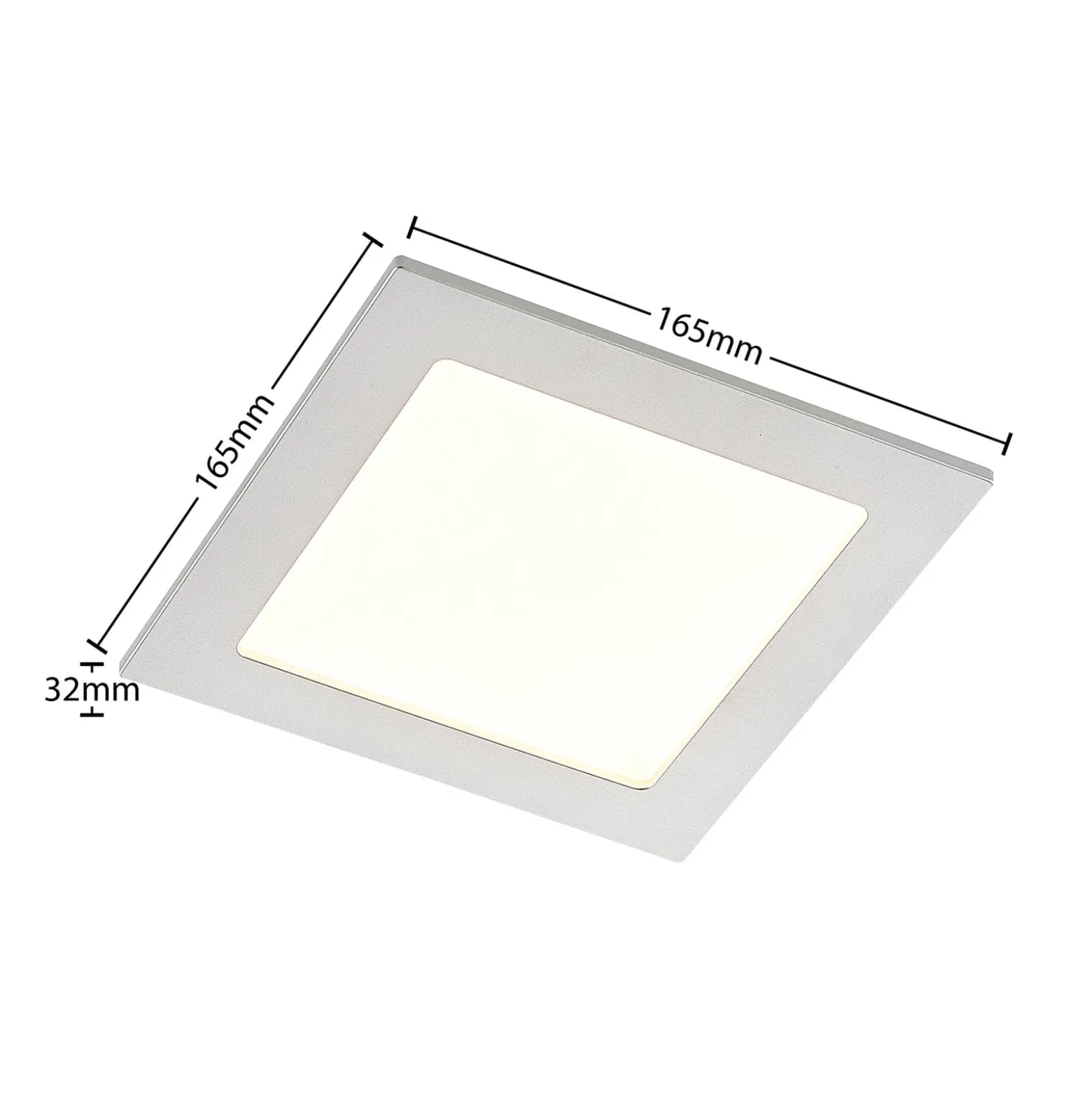 Prios LED-Einbaulampe Helina, silber, 16,5 cm, dimmbar