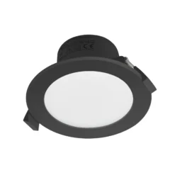 Prios LED-Einbaustrahler Rida, schwarz, Ø 12 cm, CCT, IP44