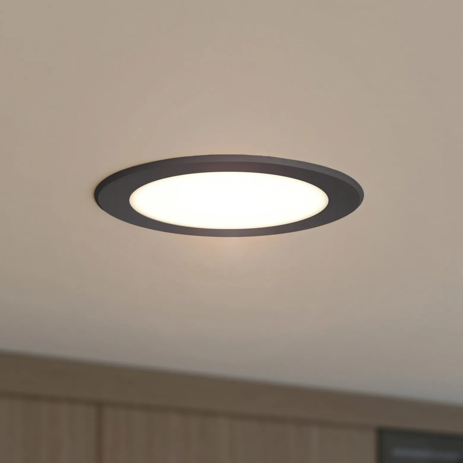 Prios LED-Einbaustrahler Rida, schwarz, 14,5 cm, 12 W, CCT