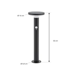 Prios LED-Solarsockelleuchte Kalen, schwarz, 50 cm, Sensor