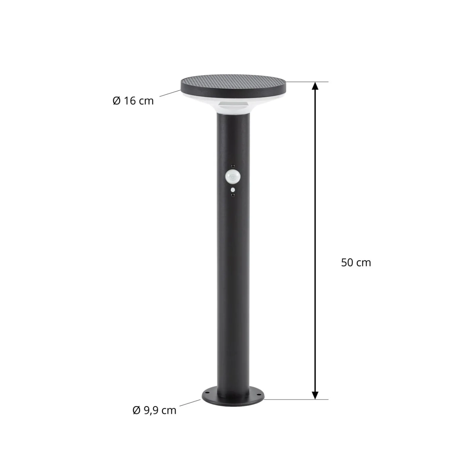 Prios LED-Solarsockelleuchte Kalen, schwarz, 50 cm, Sensor