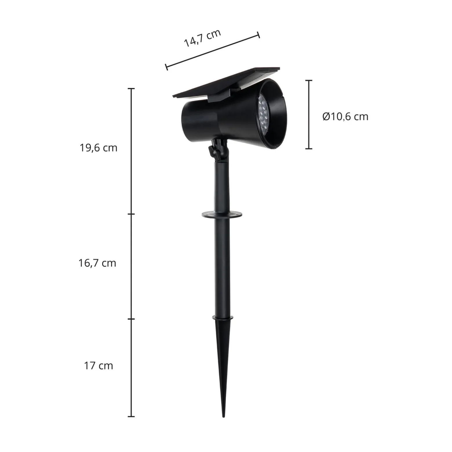 Prios LED-Solarstrahler Birko, Höhe 56 cm, schwarz, Erdspieß