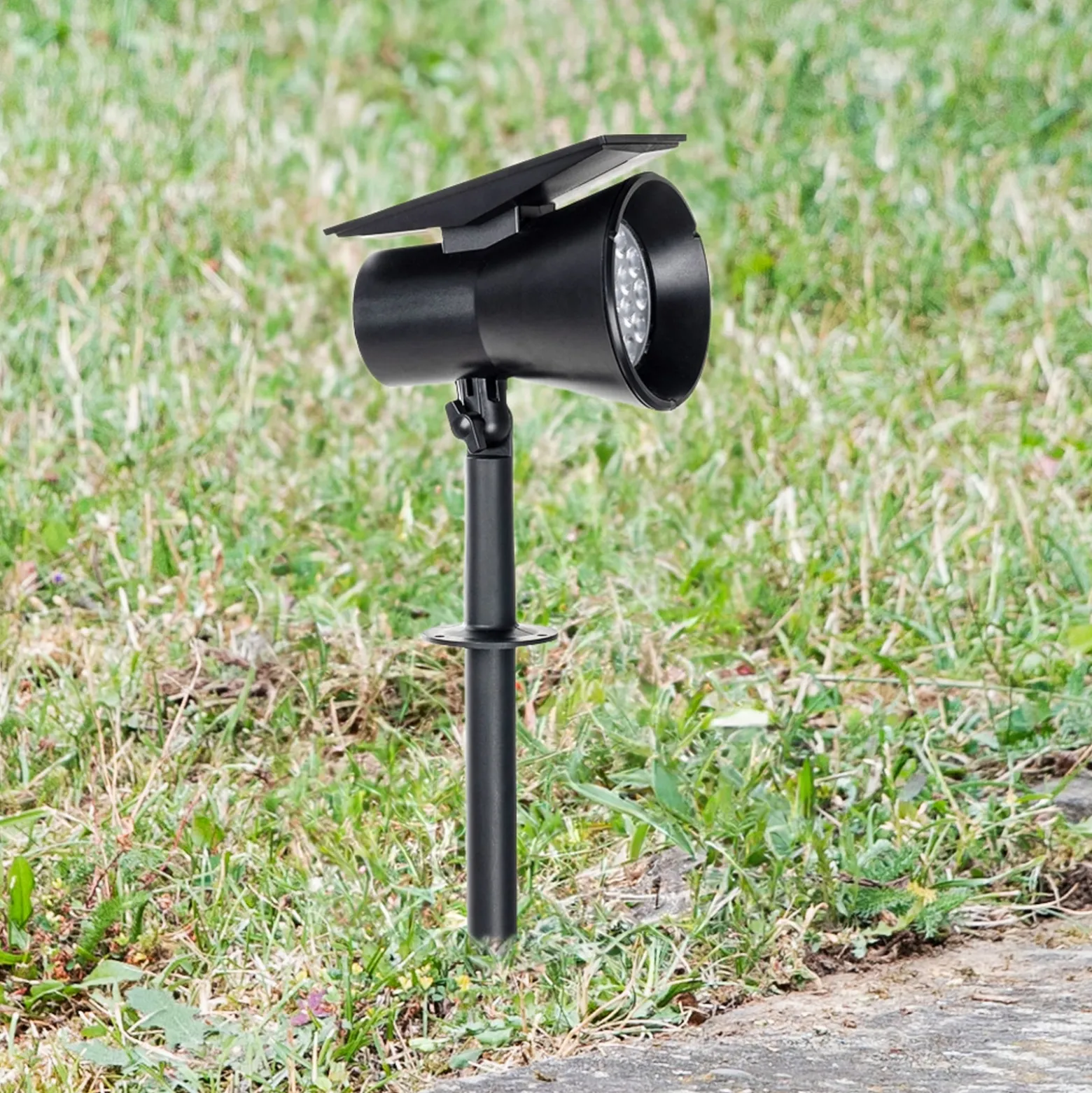Prios LED-Solarstrahler Birko, Höhe 56 cm, schwarz, Erdspieß