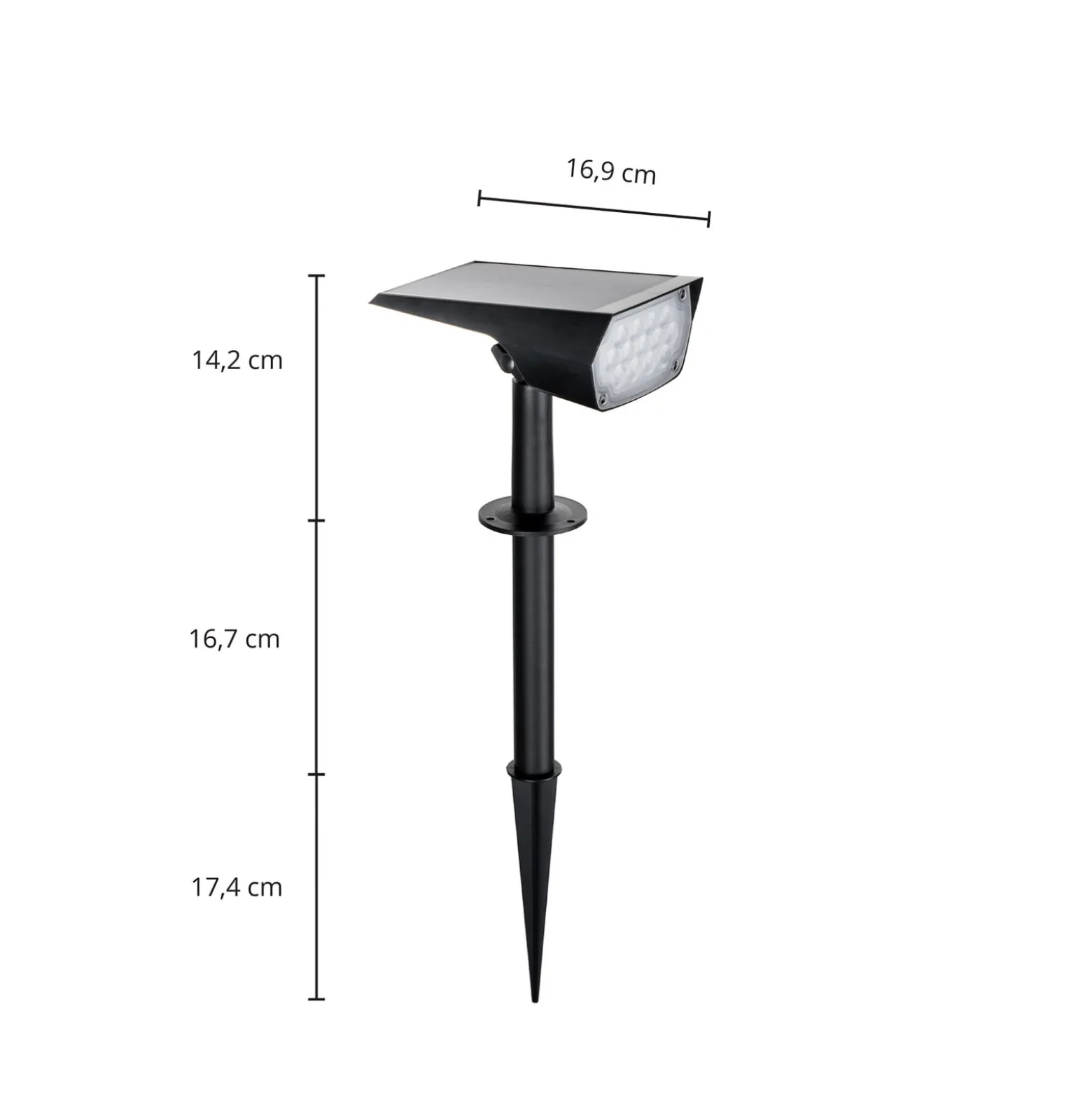 Prios LED-Solarstrahler Helier, 49 cm, schwarz, Erdspieß