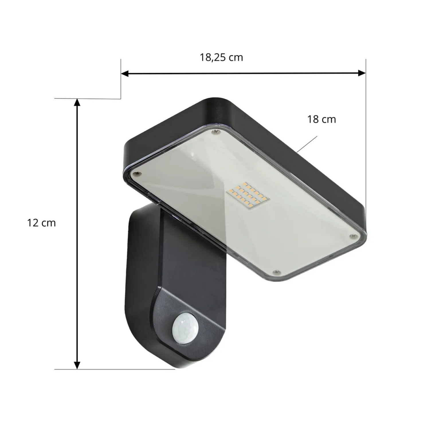 Prios LED-Solar-Wandlampe Tarlson, eckig, anthrazit, Sensor