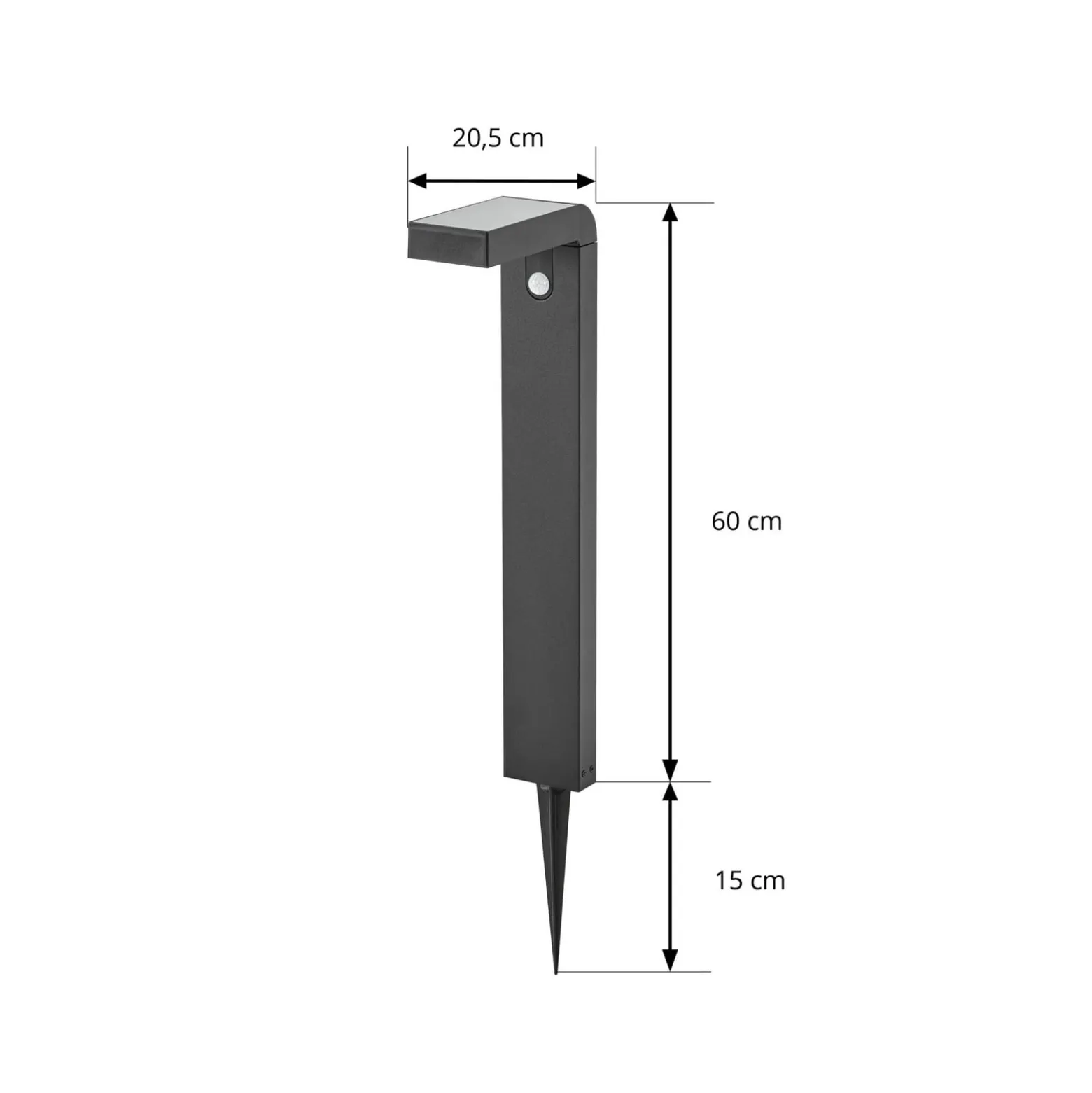 Prios LED-Solar-Wegeleuchte Aurino, schwarz, 75 cm, Sensor