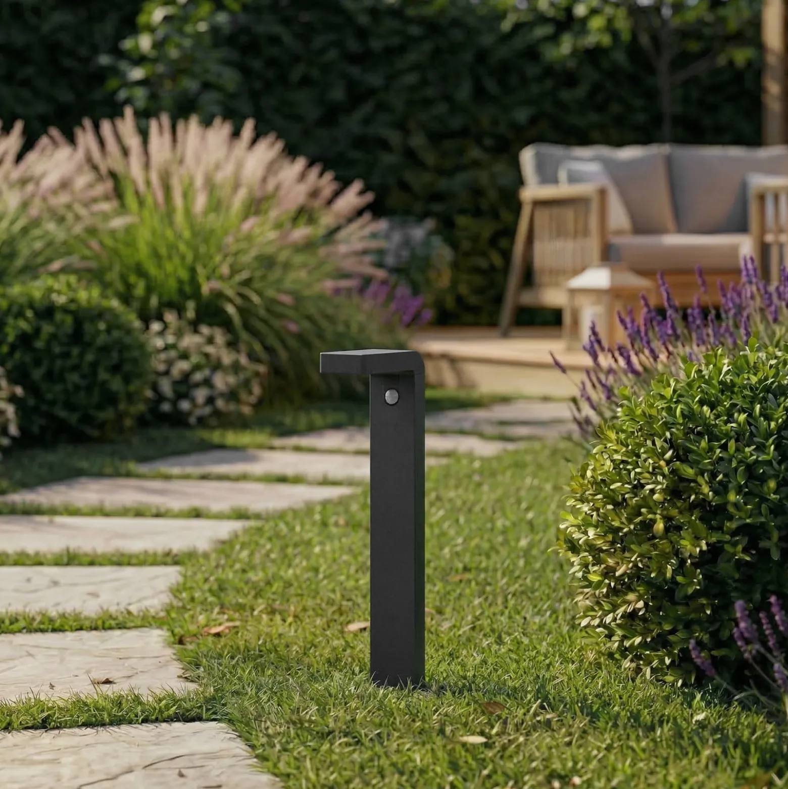 Prios LED-Solar-Wegeleuchte Aurino, schwarz, 75 cm, Sensor