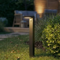 Prios LED-Solar-Wegeleuchte Tarlson, rund, anthrazit, Sensor