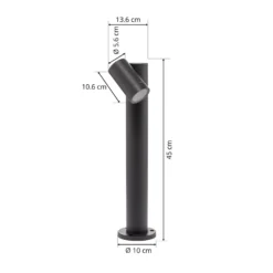Prios Sockelleuchte Tulimar, 45cm, anthrazit 1-flg., Metall