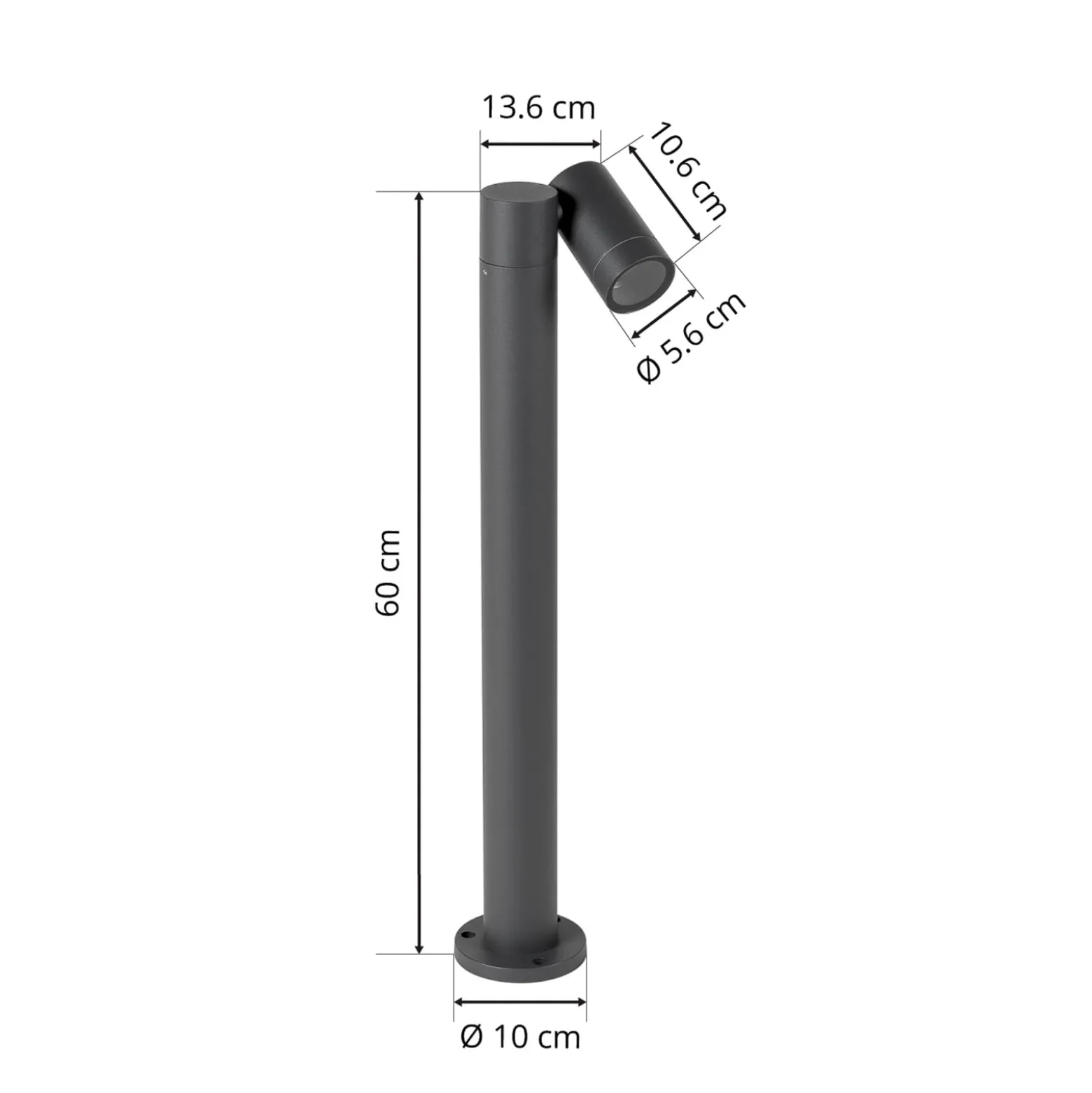 Prios Wegeleuchte Tulimar, 1-flg., 60cm, Metall, IP65