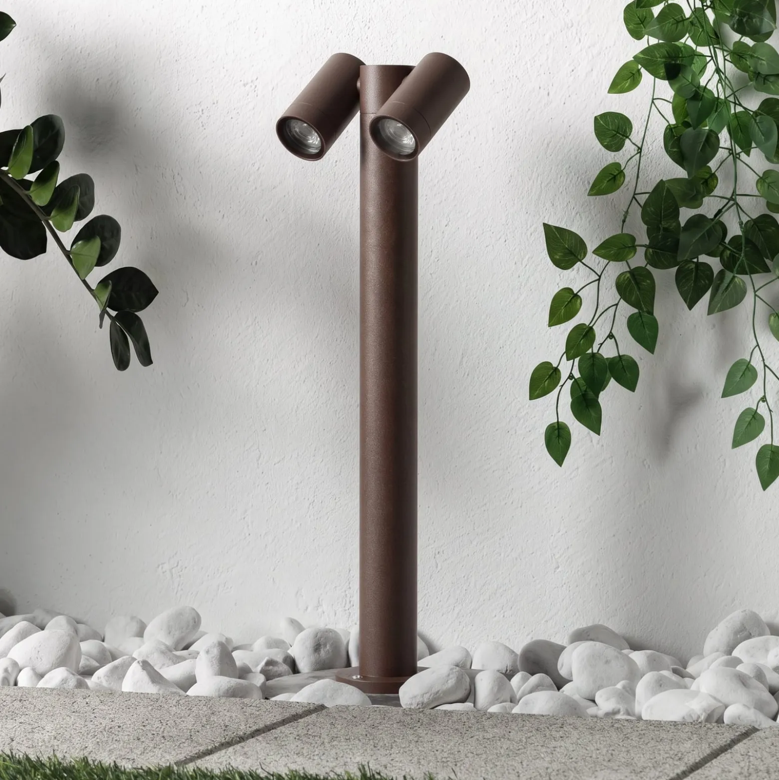 Prios Wegeleuchte Tulimar, 2-flg., 60 cm, rost, IP65