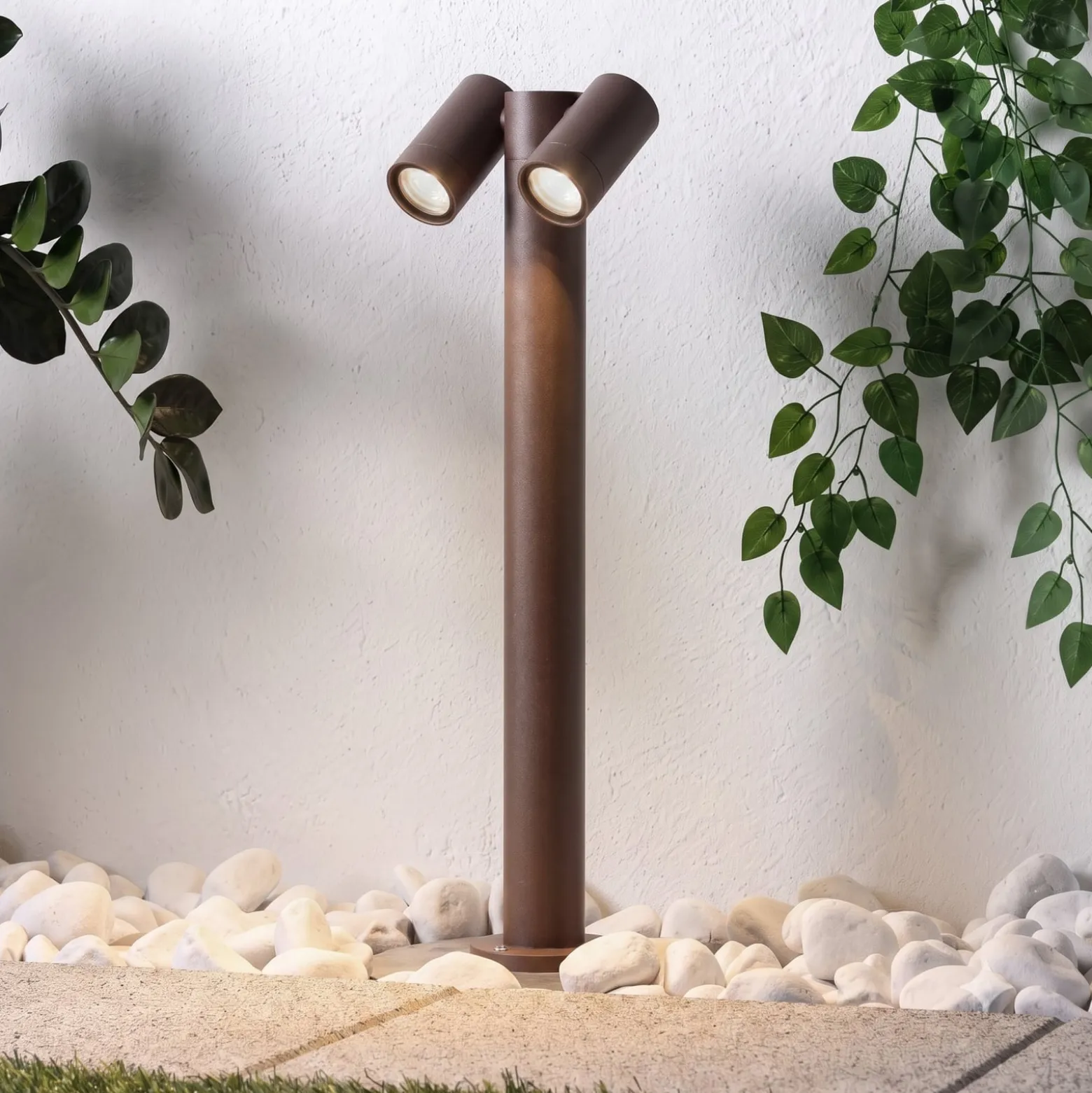 Prios Wegeleuchte Tulimar, 2-flg., 60 cm, rost, IP65