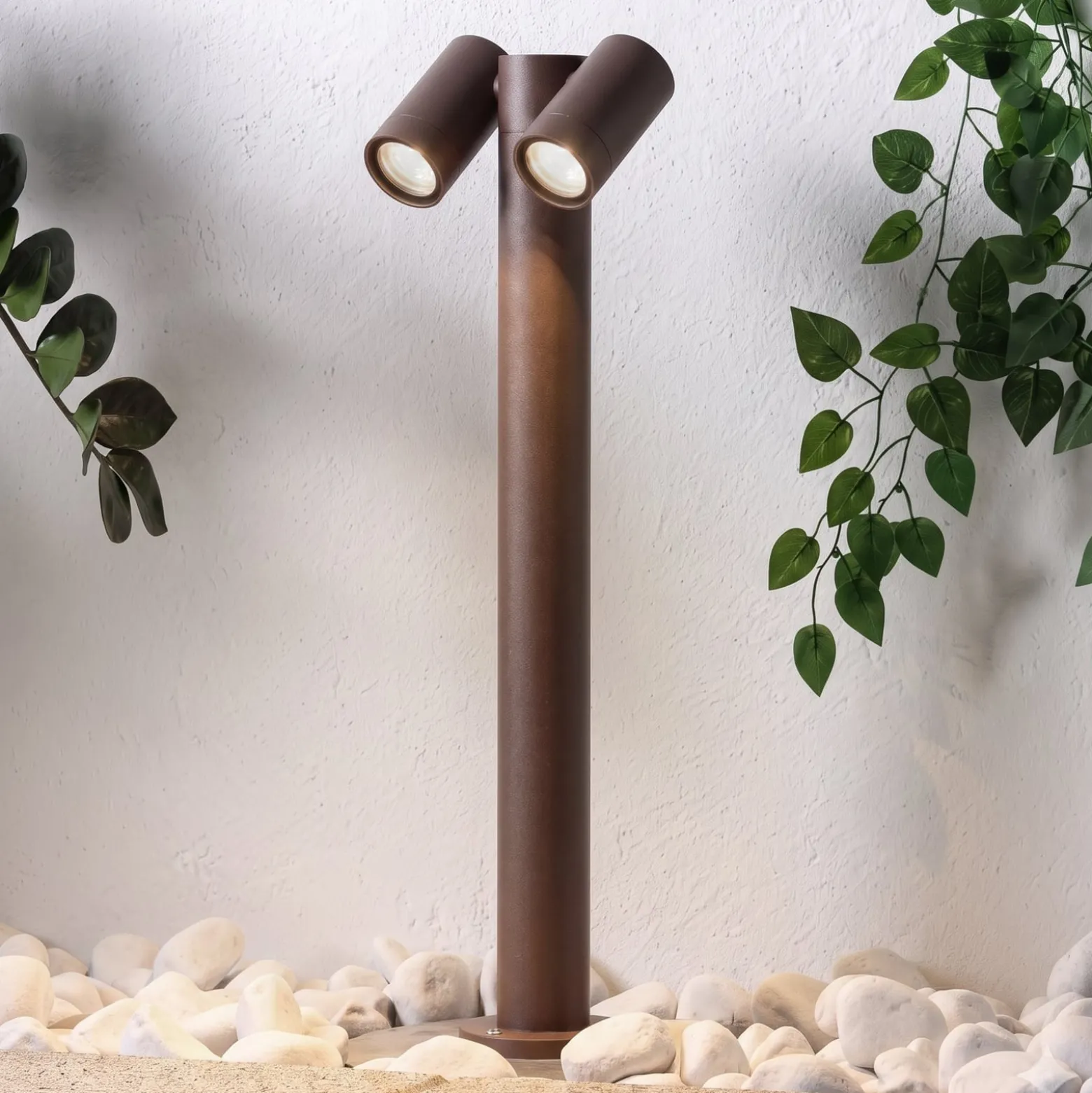 Prios Wegeleuchte Tulimar, 2-flg., 60 cm, rost, IP65