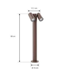Prios Wegeleuchte Tulimar, 2-flg., 60 cm, rost, IP65