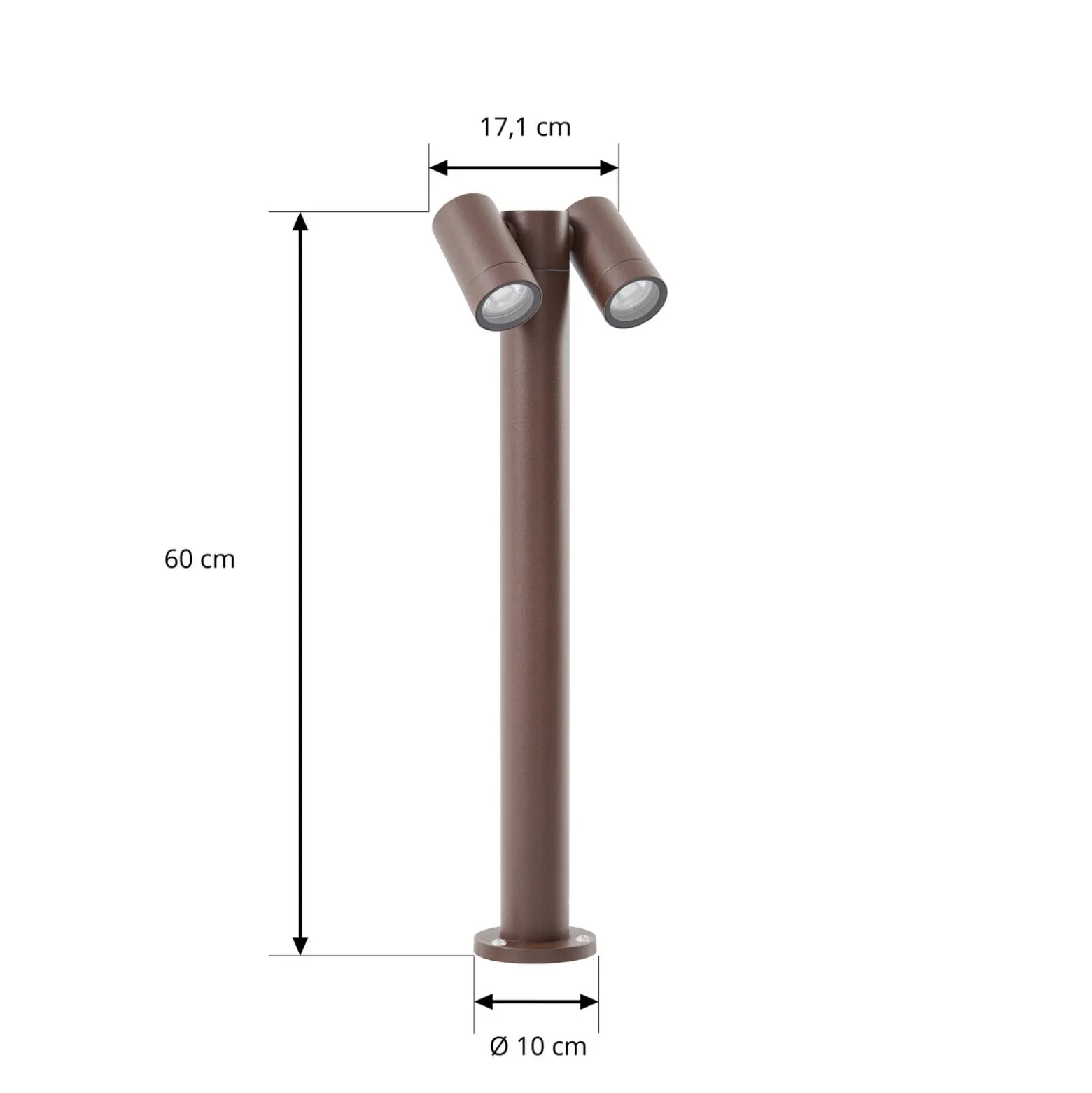 Prios Wegeleuchte Tulimar, 2-flg., 60 cm, rost, IP65