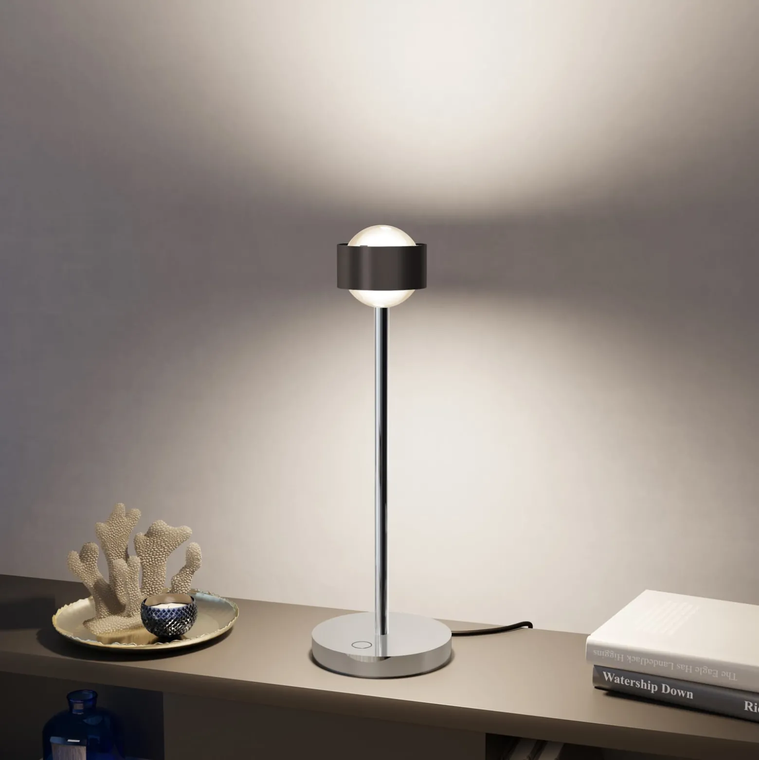Puk! 80 Eye Table LED, Linsen matt, braun/chrom