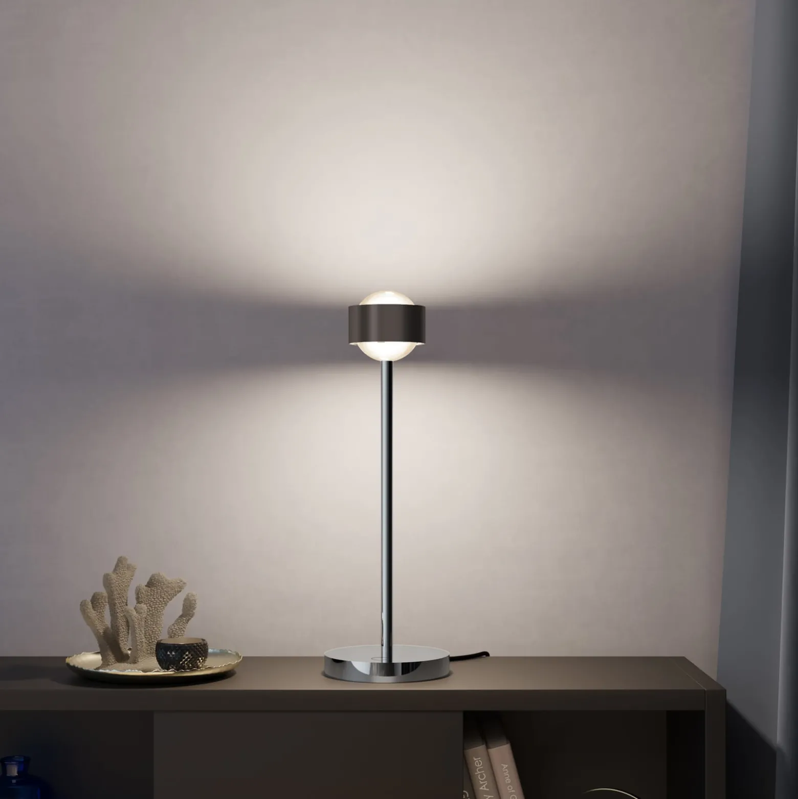 Puk! 80 Eye Table LED, Linsen matt, braun/chrom
